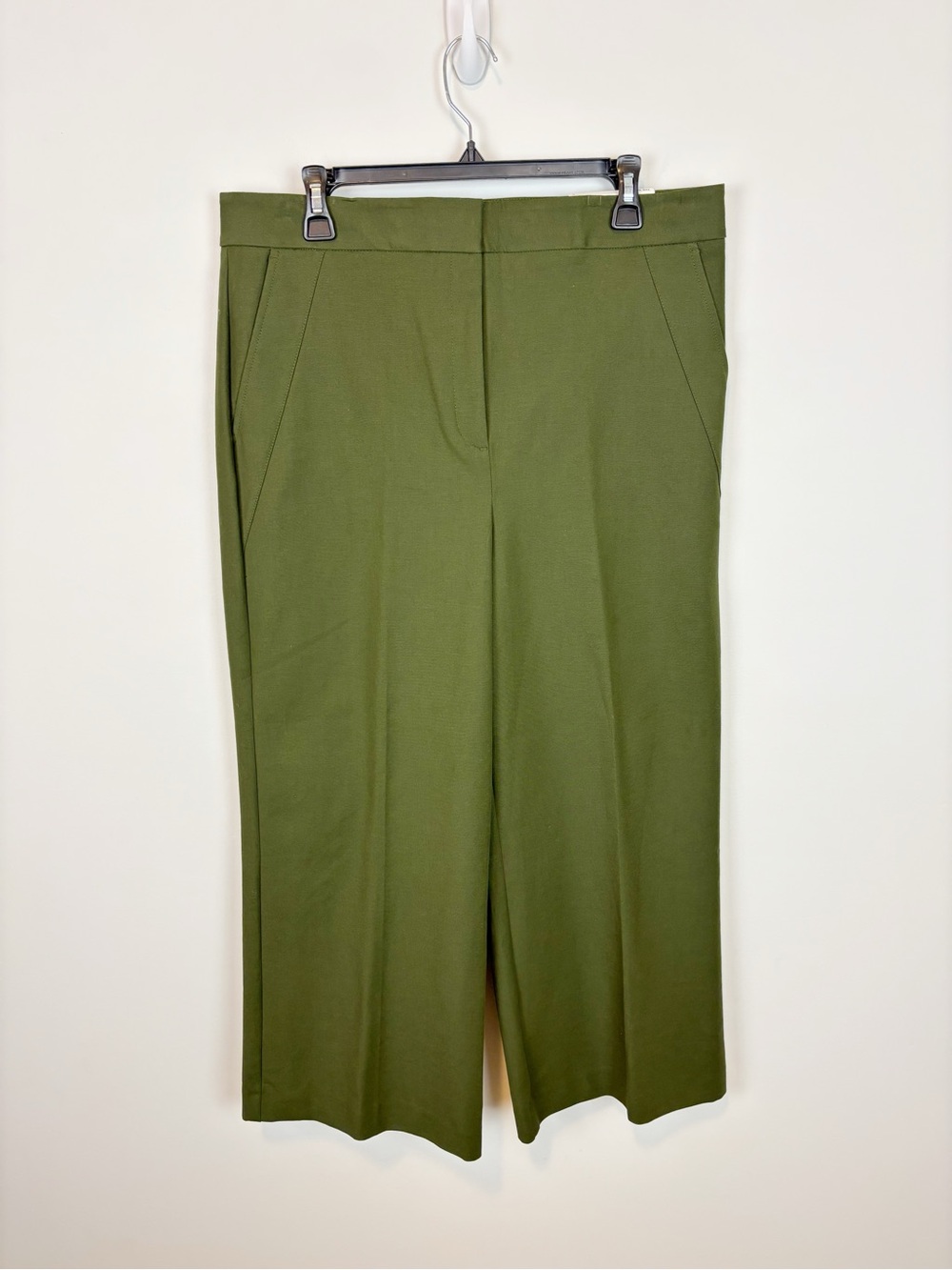 Ann Taylor Factory The Wide Leg Cropped Pants in Olive Green Size 12 - Picture 2 of 10